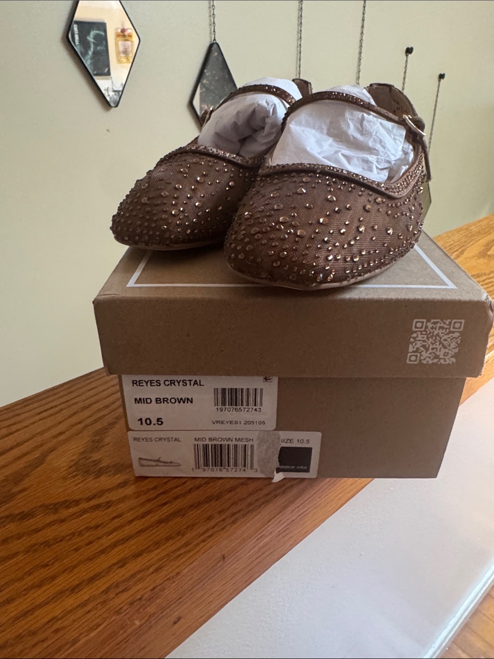 Dolce Vita Mid Brown Mesh Crystal Flats
